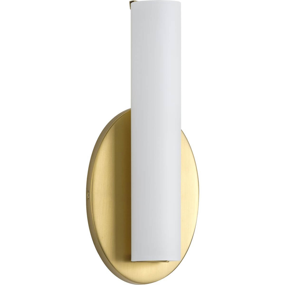Progress Lighting Parallel 11 inch Tall LED Wall Bracket in Satin Brass with Etched White Glass Shade P710050-012-30