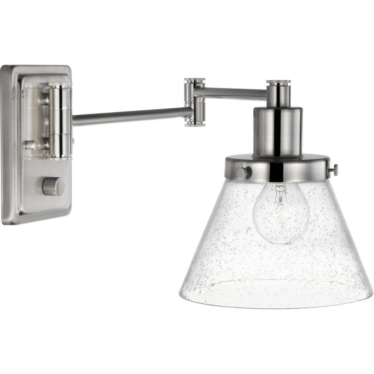 Progress Lighting Hinton 1 Light 10 inch Tall Swing Arm Wall Light in Brushed Nickel with Clear Seeded Glass P710084-009