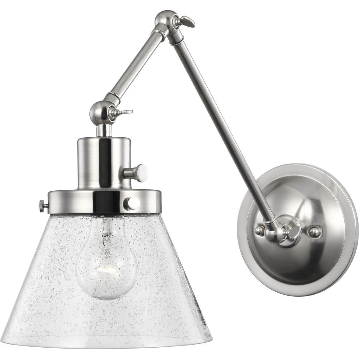 Progress Lighting Hinton 1 Light 14 inch Tall Swing Arm Wall Light in Brushed Nickel with Clear Seeded Glass P710094-009