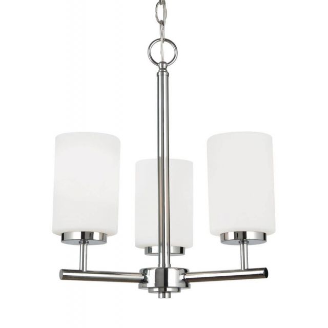 Generation Lighting Oslo 3 Light 15 Inch LED Chandelier In Chrome With Cased Opal Etched Shade 31160EN3-05