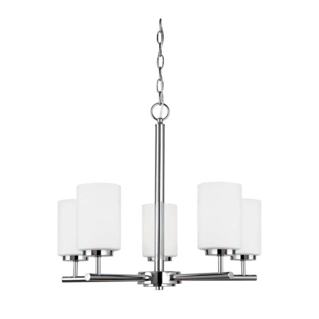 Generation Lighting Oslo 5 Light 24 Inch LED Chandelier In Chrome With Cased Opal Etched Shade 31161EN3-05