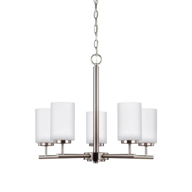 Generation Lighting Oslo 5 Light 24 Inch LED Chandelier In Brushed Nickel With Cased Opal Etched Shade 31161EN3-962