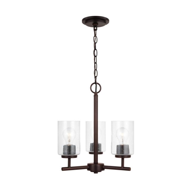 Generation Lighting Oslo 3 Light 15 inch Chandelier in Bronze with Clear Seeded Glass Shades 31170-710