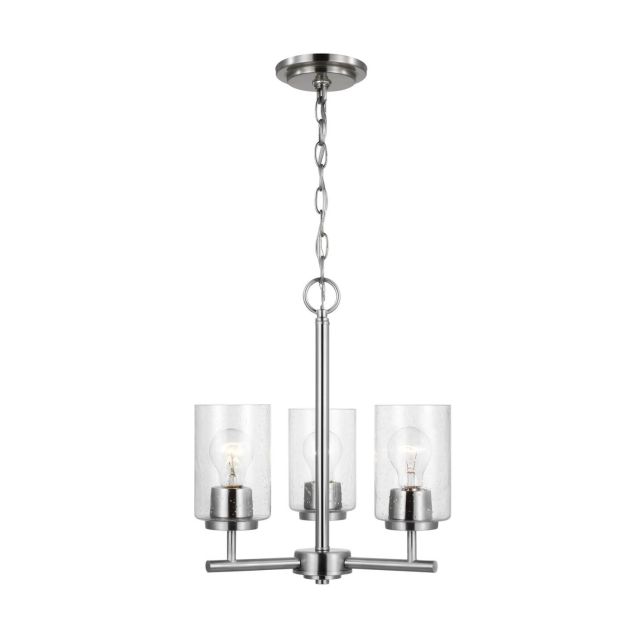 Generation Lighting Oslo 3 Light 15 inch Chandelier in Brushed Nickel with Clear Seeded Glass Shades 31170-962