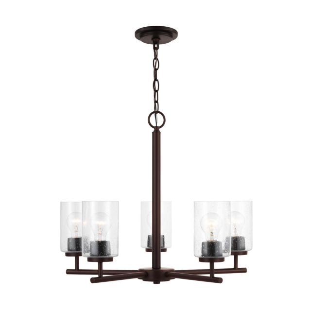 Generation Lighting Oslo 5 Light 24 inch Chandelier in Bronze with Clear Seeded Glass Shades 31171-710