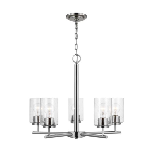 Generation Lighting Oslo 5 Light 24 inch Chandelier in Brushed Nickel with Clear Seeded Glass Shades 31171-962