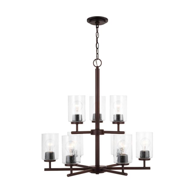 Generation Lighting Oslo 9 Light 26 inch Chandelier in Bronze with Clear Seeded Glass Shades 31172-710