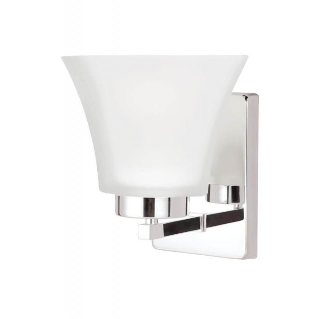 Generation Lighting Bayfield 1 Light 8 inch LED Light Wall Bath Sconce In Chrome With Satin Etched Shade 4111601EN3-05