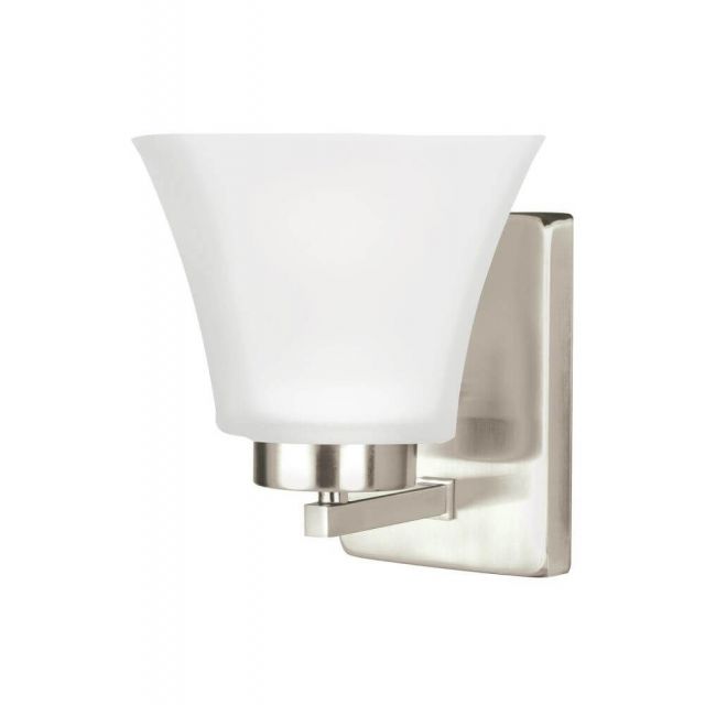 Generation Lighting Bayfield 1 Light 8 inch LED Light Wall Bath Sconce In Brushed Nickel With Satin Etched Shade 4111601EN3-962
