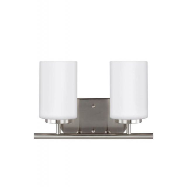 Generation Lighting Oslo 2 Light 13 Inch LED Wall Bath Sconce In Brushed Nickel With Cased Opal Etched Shade 41161EN3-962