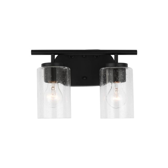Generation Lighting Oslo 2 Light 13 inch Bath Vanity Light in Midnight Black with Clear Seeded Glass Shades 41171-112