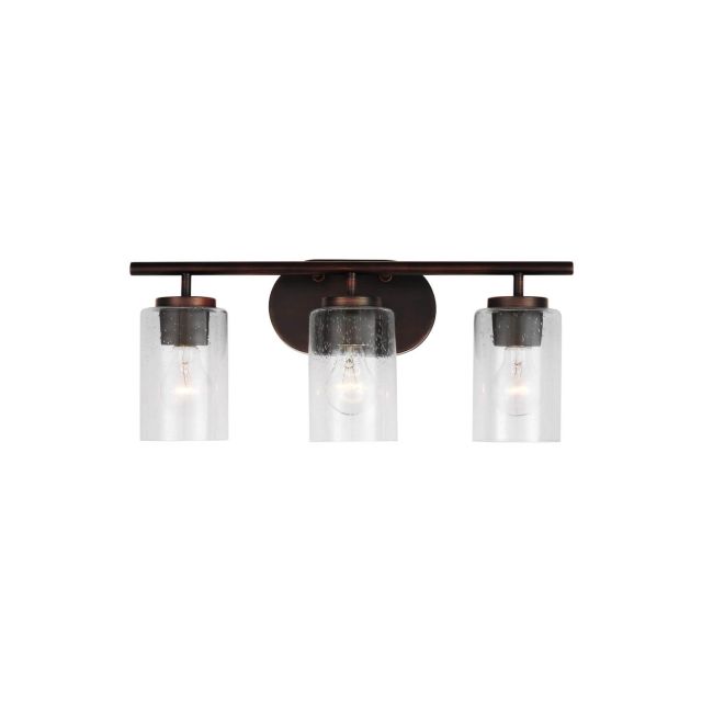 Generation Lighting Oslo 3 Light 20 inch Bath Vanity Light in Bronze with Clear Seeded Glass Shades 41172-710