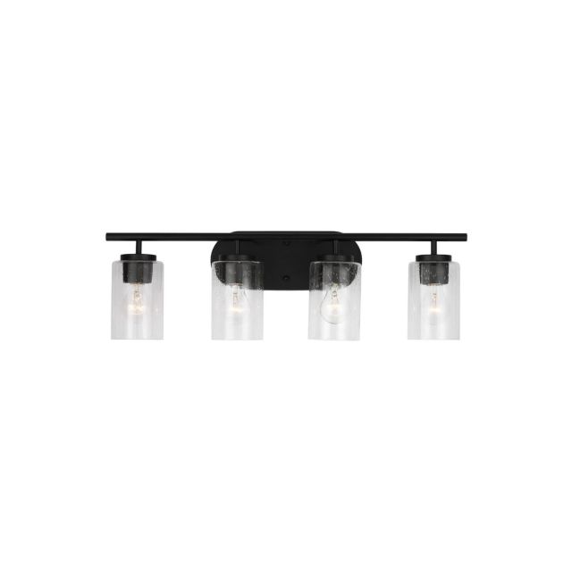 Generation Lighting Oslo 4 Light 28 inch Bath Vanity Light in Midnight Black with Clear Seeded Glass Shades 41173-112