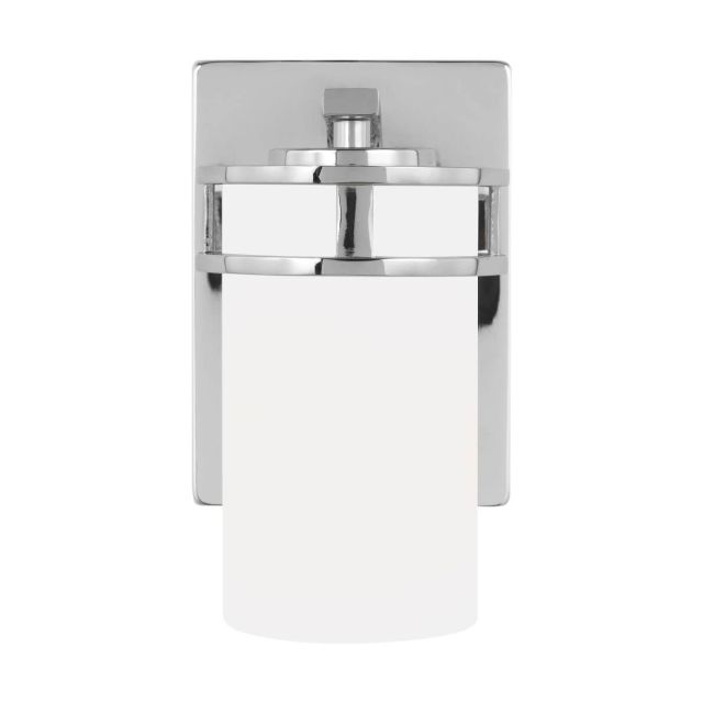 Generation Lighting Robie 1 Light 8 inch Bath Light in Chrome with Etched-White Glass Shade 4121601-05