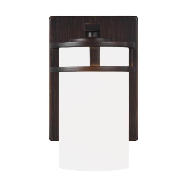 Generation Lighting 4121601-710 Robie 1 Light 8 inch Bath Light in Bronze with Etched-White Glass Shade