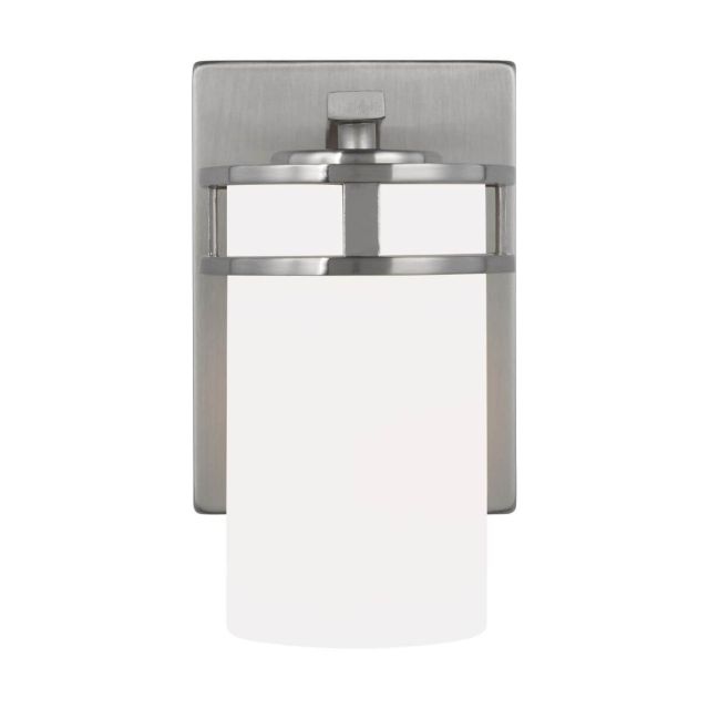 Generation Lighting Robie 1 Light 8 inch Bath Light in Brushed Nickel with Etched-White Glass Shade 4121601-962