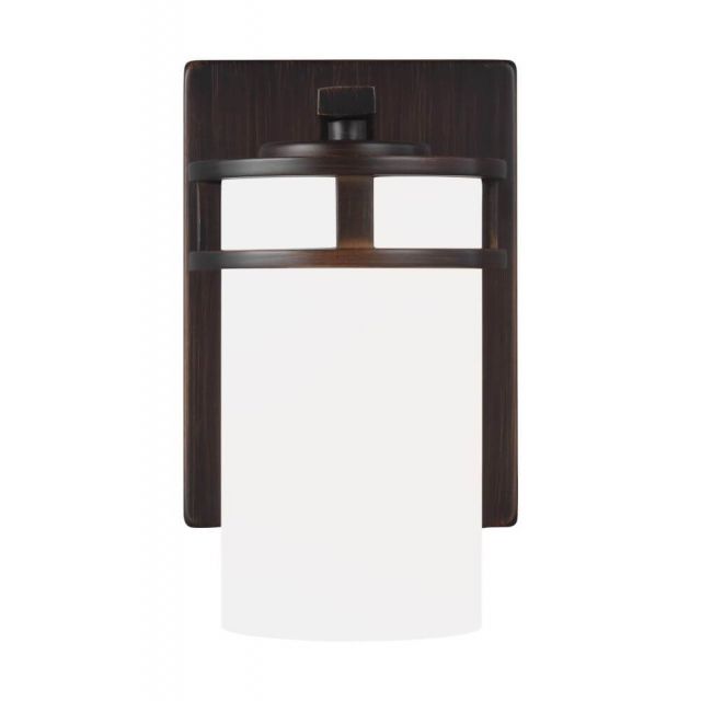 Generation Lighting Robie 1 Light 8 inch Bath Light in Bronze with Etched-White Glass Shade 4121601EN3-710