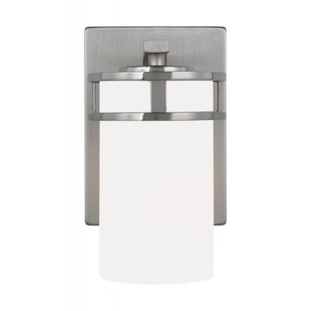 Generation Lighting 4121601EN3-962 Robie 1 Light 8 inch Bath Light in Brushed Nickel with Etched-White Glass Shade