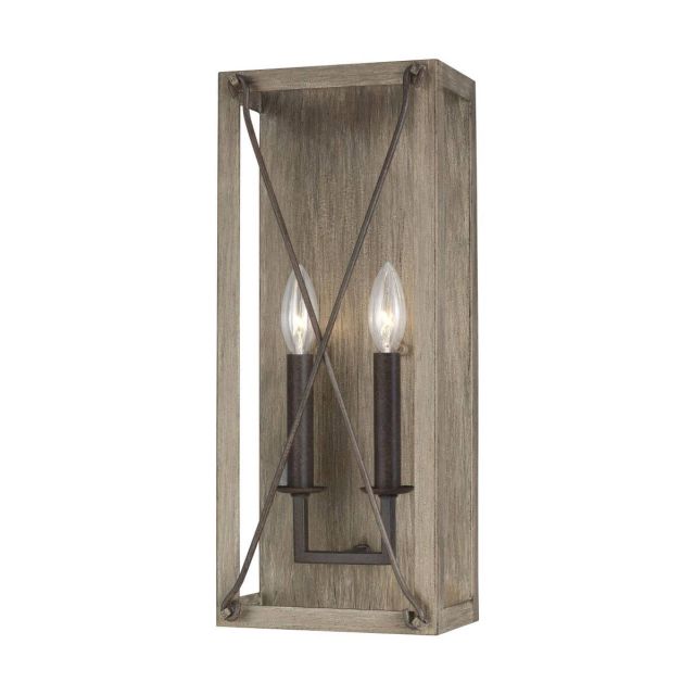 Generation Lighting 4126302-872 Thornwood 2 Light 18 inch Tall Wall Sconce in Washed Pine-Weathered Iron