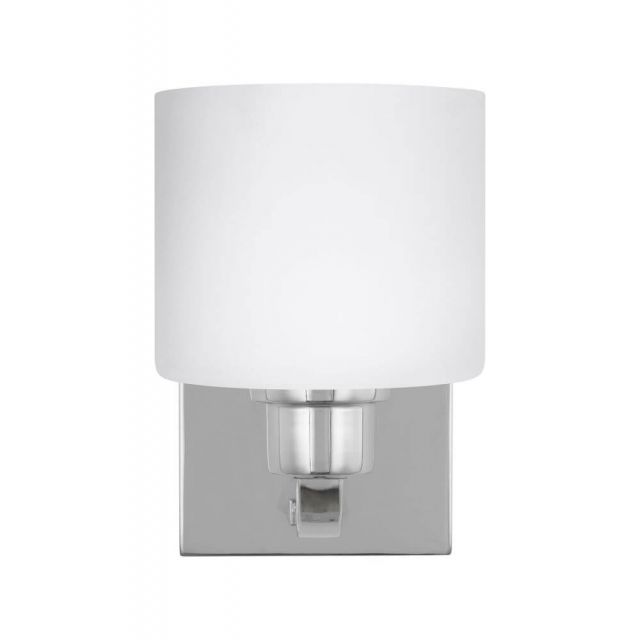 Generation Lighting 4128801-05 Canfield 1 Light 8 inch Bath Light in Chrome with Etched-White Glass Shade
