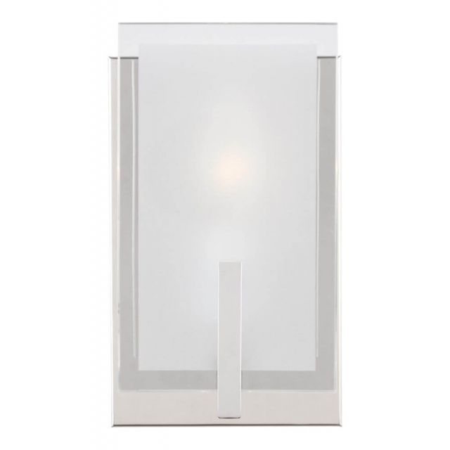 Generation Lighting 4130801EN-05 Syll 1 Light 9 inch Bath Light in Chrome with Clear Highlighted Satin Etched Glass Shade