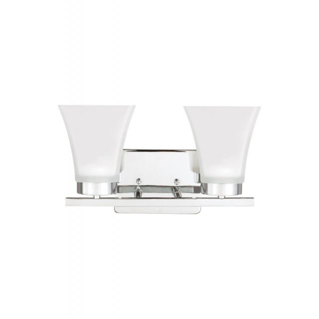 Generation Lighting Bayfield 2 Light 13 Inch Wall Bath Lighting In Chrome With Satin Etched Glass 4411602-05