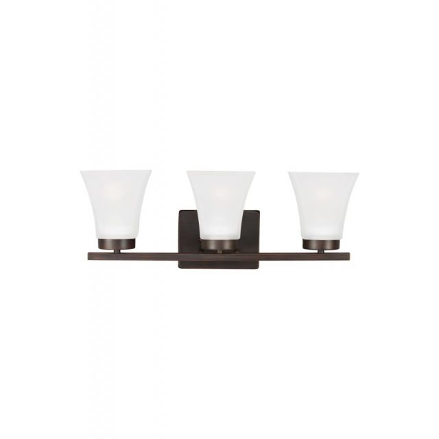 Generation Lighting Bayfield 3 Light 20 Inch Wall Bath Lighting In Bronze With Satin Etched Glass 4411603-710