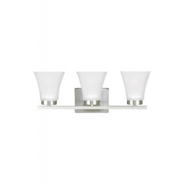 Generation Lighting Bayfield 3 Light 20 Inch Wall Bath Lighting In Brushed Nickel With Satin Etched Glass 4411603-962