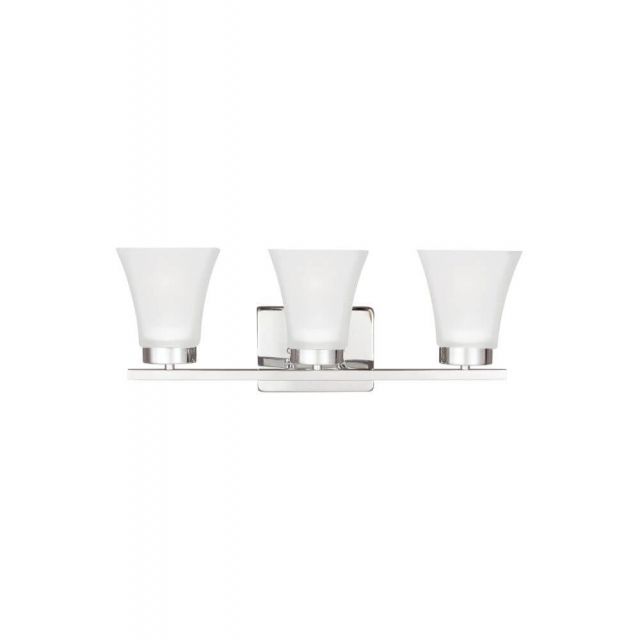 Generation Lighting Bayfield 3 Light 20 Inch LED Wall Bath Sconce In Chrome With Satin Etched Shade 4411603EN3-05