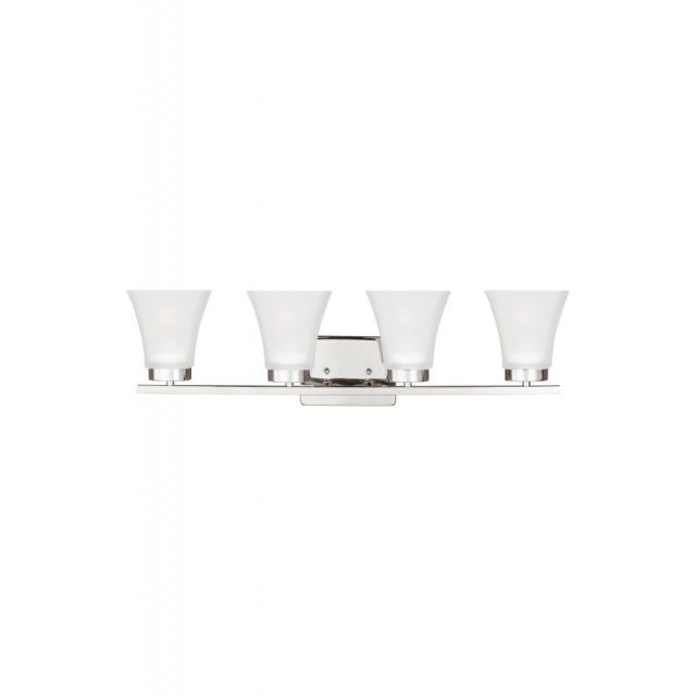 Generation Lighting Bayfield 4 Light 28 Inch Wall Bath Lighting In Chrome With Satin Etched Glass 4411604-05