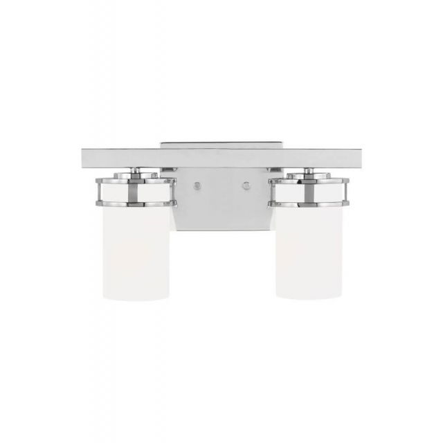 Generation Lighting Robie 2 Light 15 Inch Bath Light in Chrome with Etched-White Glass Shades 4421602-05