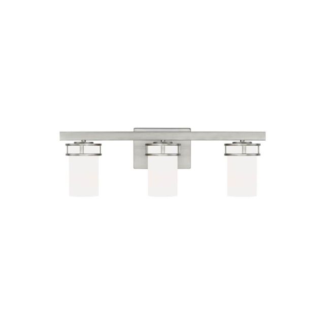 Generation Lighting 4421603-962 Robie 3 Light 24 Inch Bath Light in Brushed Nickel with Etched-White Glass Shades