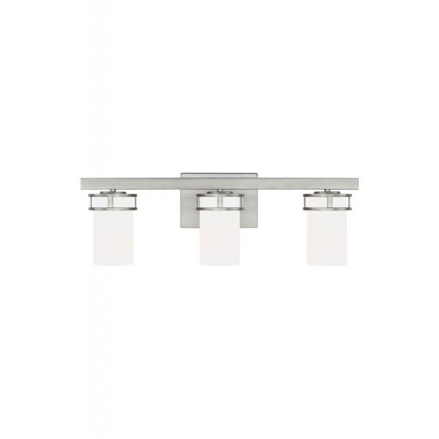 Generation Lighting 4421603EN3-962 Robie 3 Light 24 Inch Bath Light in Brushed Nickel with Etched-White Glass Shades