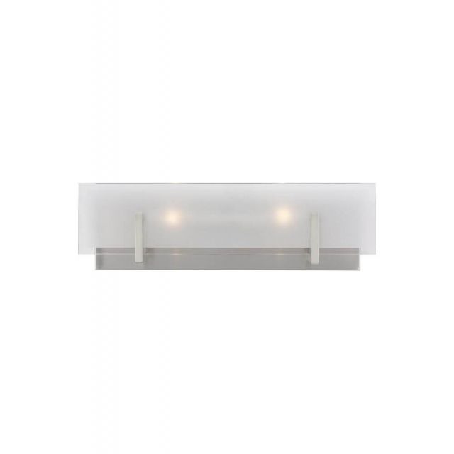 Generation Lighting 4430802-962 Syll 2 Light 18 Inch Bath Light in Brushed Nickel with Clear Highlighted Satin Etched Glass Shade
