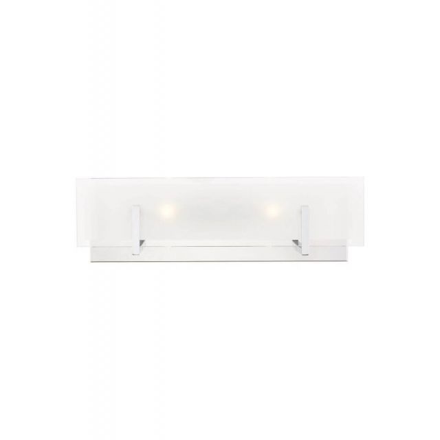 Generation Lighting 4430802EN-05 Syll 2 Light 18 Inch Bath Light in Chrome with Clear Highlighted Satin Etched Glass Shade