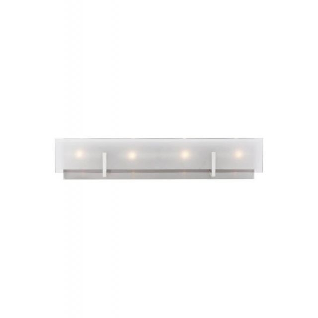 Generation Lighting 4430804-962 Syll 4 Light 26 Inch Bath Light in Brushed Nickel with Clear Highlighted Satin Etched Glass Shade