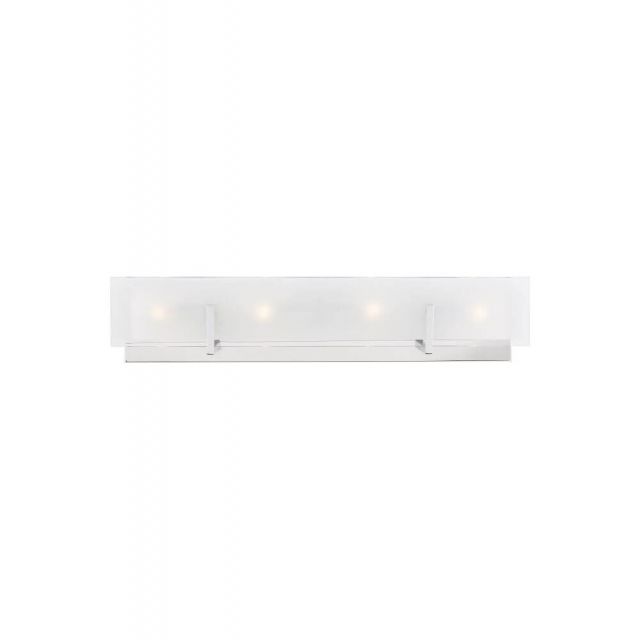 Generation Lighting 4430804EN-05 Syll 4 Light 26 Inch Bath Light in Chrome with Clear Highlighted Satin Etched Glass Shade