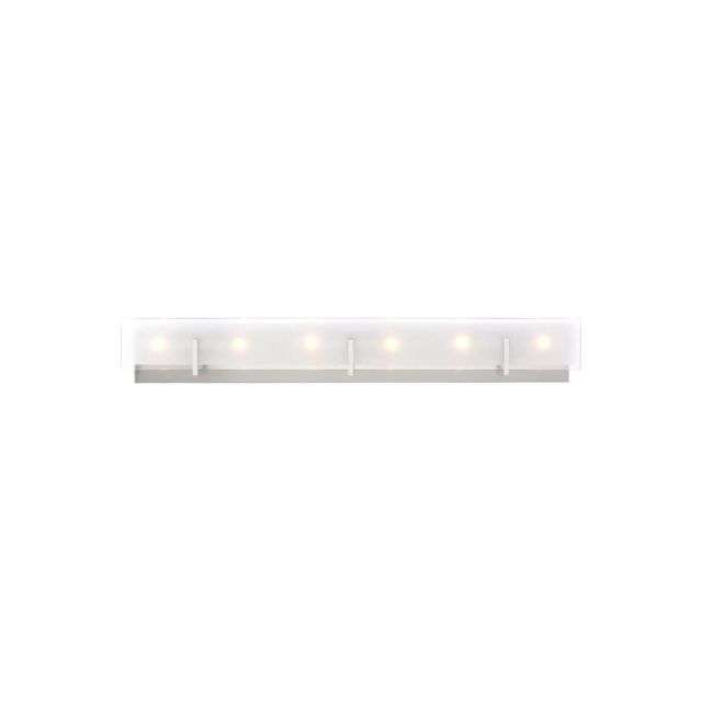 Generation Lighting 4430806-962 Syll 6 Light 38 Inch Bath Light in Brushed Nickel with Clear Highlighted Satin Etched Glass Shade