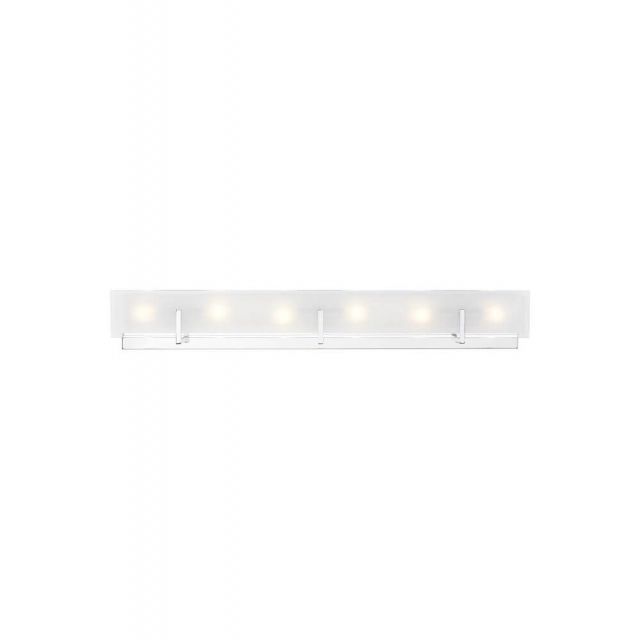 Generation Lighting 4430806EN-05 Syll 6 Light 38 Inch Bath Light in Chrome with Clear Highlighted Satin Etched Glass Shade