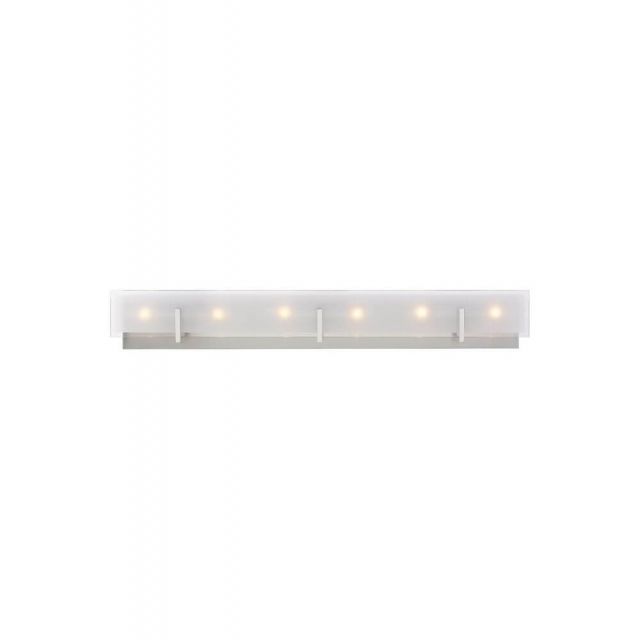Generation Lighting 4430806EN-962 Syll 6 Light 38 Inch Bath Light in Brushed Nickel with Clear Highlighted Satin Etched Glass Shade