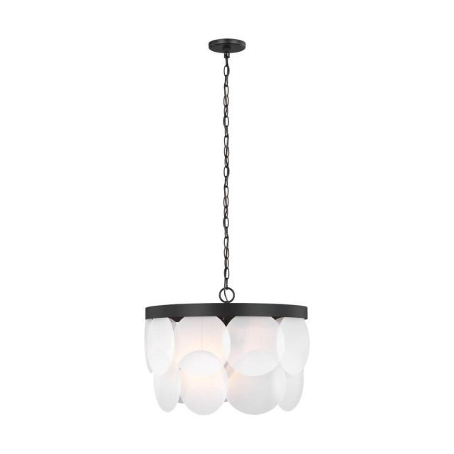 Generation Lighting 5102506-112 Mellita 6 Light 21 Inch Pendant in Midnight Black with Satin Etched Glass Panels