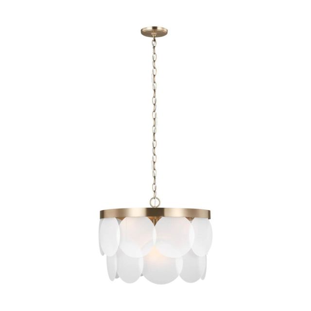 Generation Lighting 5102506-848 Mellita 6 Light 21 Inch Pendant in Satin Bronze with Satin Etched Glass Panels