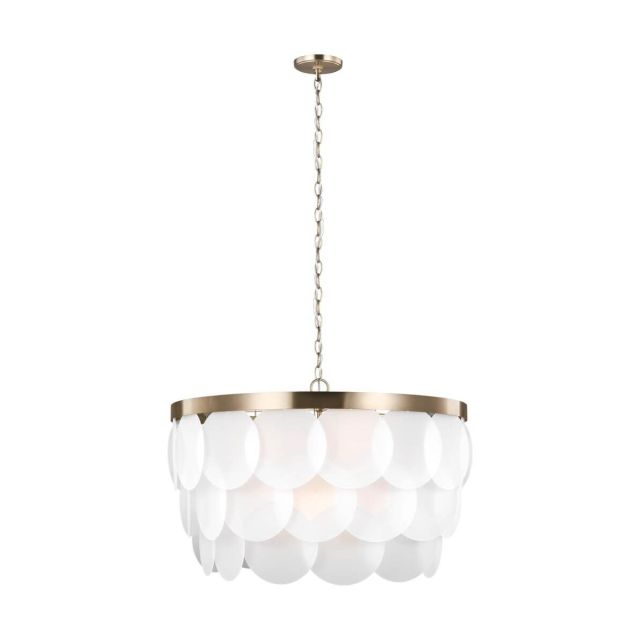Generation Lighting 5202508-848 Mellita 8 Light 30 Inch Pendant in Satin Bronze with Satin Etched Glass Panels