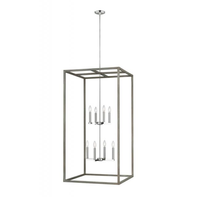 Generation Lighting Moffet Street 8 Light 24 Inch Extra Large Foyer Pendant in Washed Pine 5234508-872