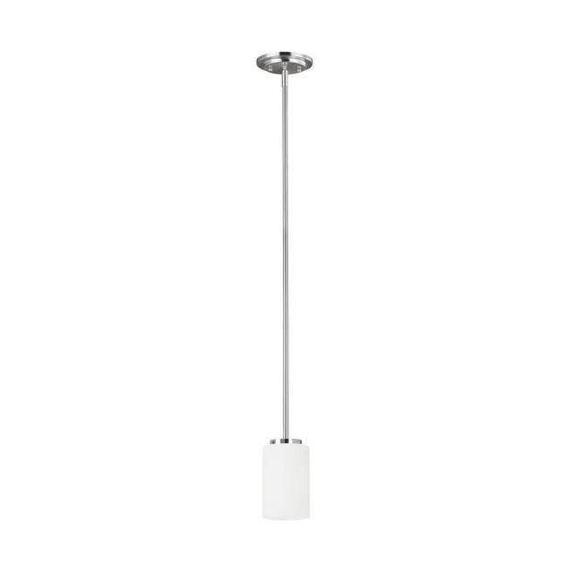 Generation Lighting Oslo 1 Light 4 inch Pendant In Chrome With Cased Opal Etched Glass 61160-05