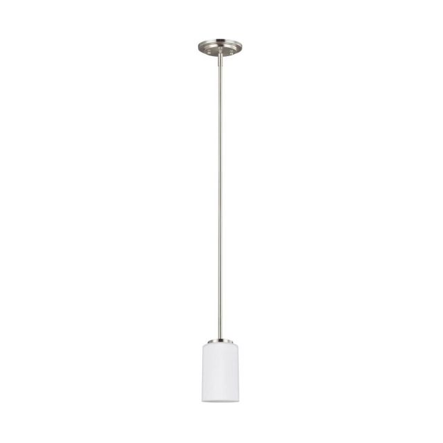 Generation Lighting Oslo 1 Light 4 inch Pendant In Brushed Nickel With Cased Opal Etched Glass 61160-962