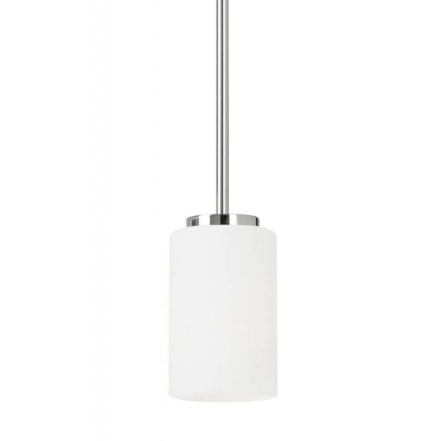 Generation Lighting Oslo 1 Light 4 inch LED Light Pendant In Chrome With Cased Opal Etched Shade 61160EN3-05