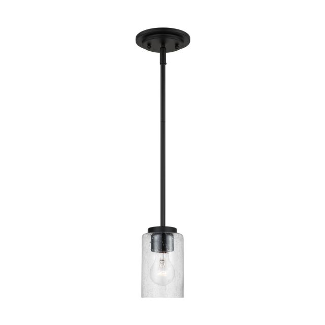 Generation Lighting Oslo 1 Light 4 inch Mini Pendant in Midnight Black with Clear Seeded Glass Shade 61170-112