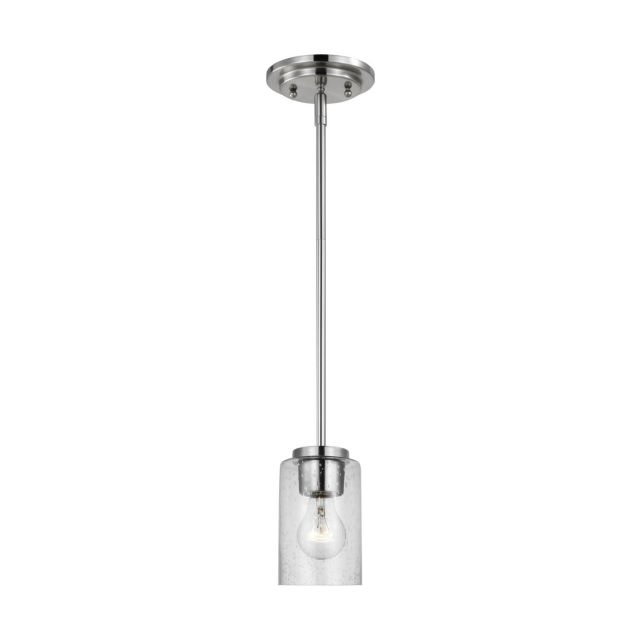 Generation Lighting Oslo 1 Light 4 inch Mini Pendant in Brushed Nickel with Clear Seeded Glass Shade 61170-962