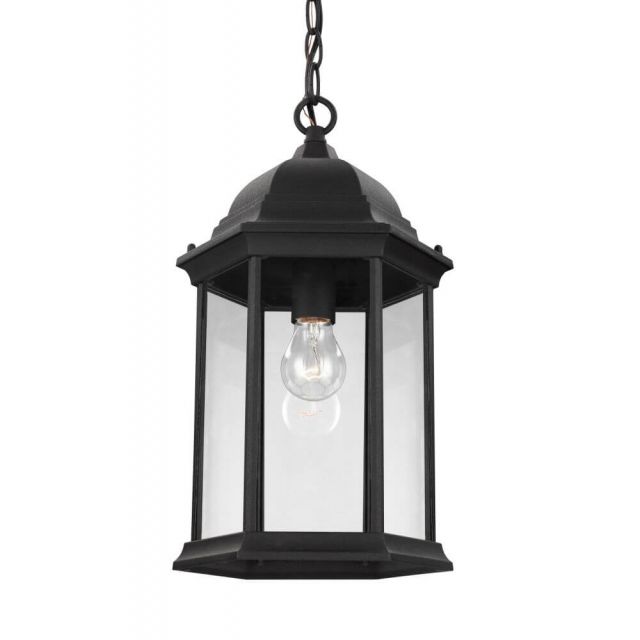 Generation Lighting Sevier 1 Light 9 Inch Outdoor Pendant In Black With Clear Glass 6238701-12
